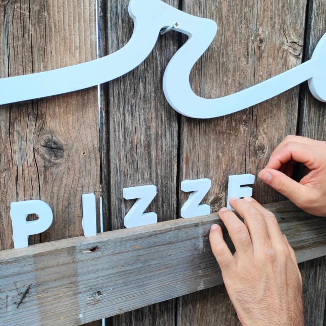 visiby marketing etico graphic design logo Francy Arena Bar Orte logo lettere pvc bianco