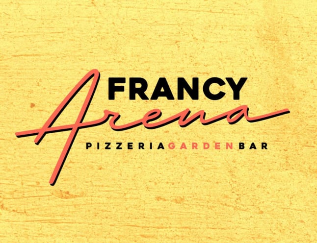 visiby marketing etico graphic design logo Francy Arena Bar Orte logo giallo sfondo arancione