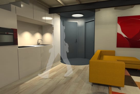 visiby studio render proyecto interiorismo casa rural reforma vimianzo costa da morte cocina